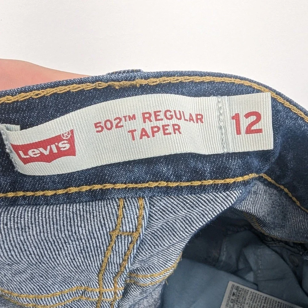 Levi's 502 Regular Taper Boys Jeans Size 12 Reg Dark Wash‎ Denim 26x27